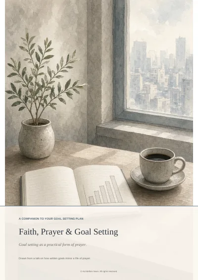 Cover of Faith, Prayer and Goal Setting, a 13-page Christian companion ebook (PDF)