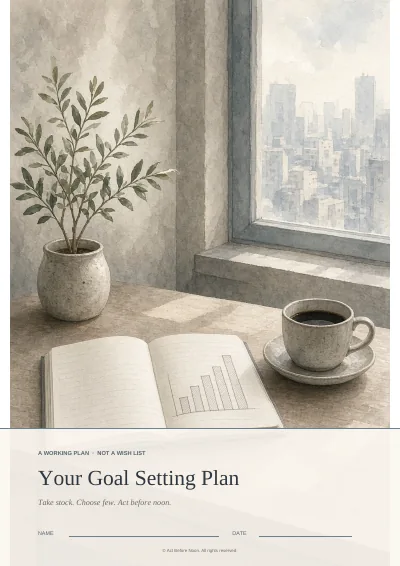 Cover of Your Goal Setting Plan, a 20-page A4 goal setting workbook (PDF)